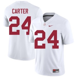 Go Bama White Men #24 Noah Carter Game College Football Jersey 883852-981