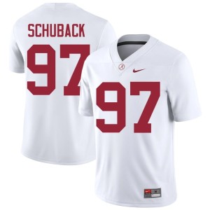 Bama Mens #97 College Football Stitched Reid Schuback White Jersey 555917-647