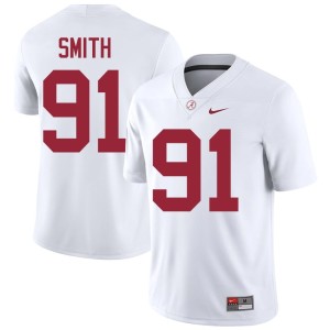 Bama Caleb Smith Stitched Men's #91 White College Football Jersey 582024-525
