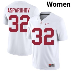 University of Alabama Alex Asparuhov College Football University White #32 Womens Jersey 551365-417