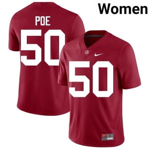 UA Crimson Tide College Football Stitched Crimson Casey Poe Womens #50 Jersey 360093-120