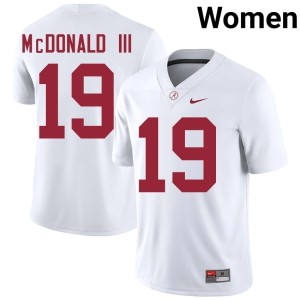 UA Crimson Tide #19 Chuck McDonald III Womens Game College Football White Jerseys 454137-863