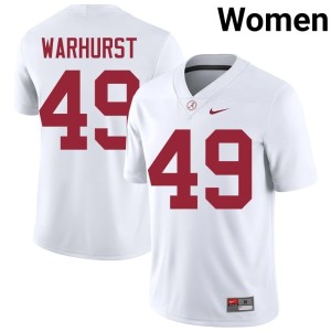 Bama Women's NCAA White Conner Warhurst College Football #49 Jerseys 973101-256