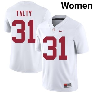 Alabama Crimson Tide College Football Official Women's #31 Conor Talty White Jersey 224875-147