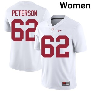 University of Alabama Womens White College Football Official Davis Peterson #62 Jersey 351577-709