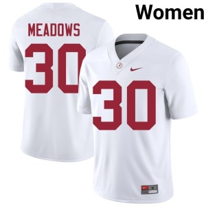 Alabama Women Derek Meadows Alumni College Football #30 White Jersey 144673-141