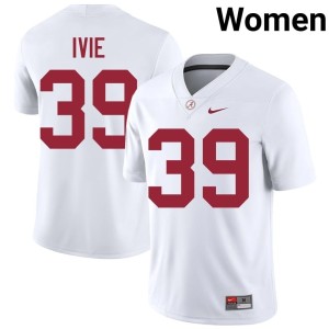 Bama #39 Jake Ivie College Football White Women Replica Jersey 124391-627