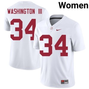 Crimson Tide #34 Women's Jessie Washington III White College Football University Jerseys 823555-613