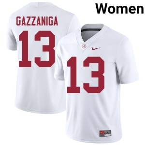 Bama Women's High School College Football #13 John Gazzaniga White Jerseys 520085-712