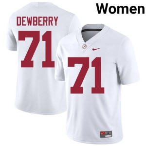 UA Crimson Tide White College Football #71 Alumni Kam Dewberry Women Jerseys 792226-629