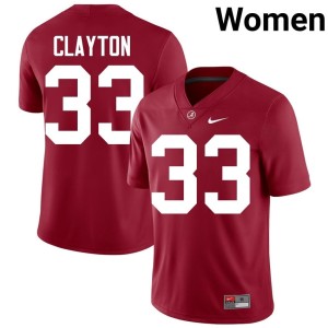 Crimson Tide #33 Kyle Clayton Women's Crimson NCAA College Football Jersey 634202-422