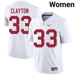 Crimson Tide College Football Womens White #33 Player Kyle Clayton Jersey 482660-221