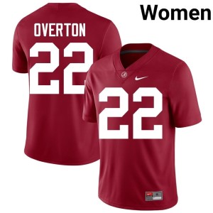 Alabama Crimson Tide Crimson LT Overton #22 Women's Embroidery College Football Jerseys 657832-930