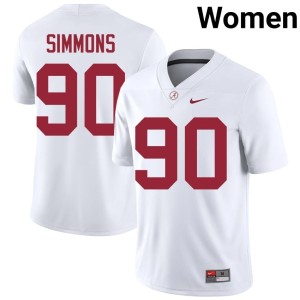 Go Bama College Football University Women White London Simmons #90 Jersey 504911-367