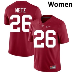 Crimson Tide #26 Replica Luke Metz College Football Crimson Women's Jersey 677808-803