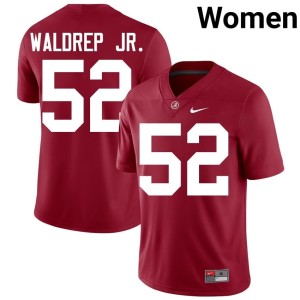 Crimson Tide #52 Women's College Football Crimson Mal Waldrep Jr. Game Jersey 742805-920