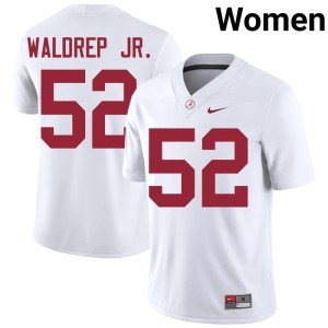 Bama #52 Mal Waldrep Jr. Women College Football High School White Jersey 463742-894
