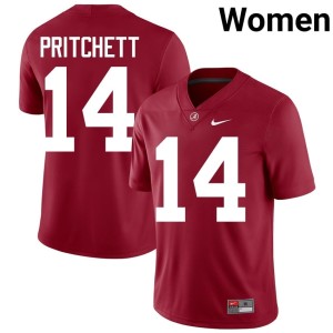 Bama Replica College Football Crimson #14 Marshall Pritchett Women's Jerseys 992281-642