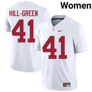 Bama Nikhai Hill-Green Womens Embroidery White #41 College Football Jersey 822723-520