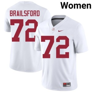 Bama White College Football Women Embroidery Parker Brailsford #72 Jerseys 249666-599