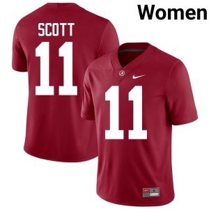 Alabama Crimson Tide College Football #11 Rico Scott Embroidery Crimson Women's Jersey 544395-262