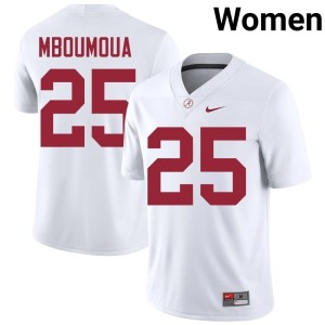 Go Bama White #25 Steve Bolo Mboumoua College Football Women Embroidery Jerseys 505402-446