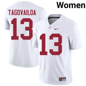 UA Crimson Tide Tua Tagovailoa #13 Replica College Football Women White Jersey 280908-493