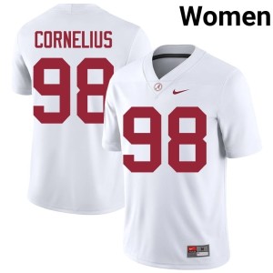 Bama #98 Player Tucker Cornelius Women White College Football Jerseys 389190-911