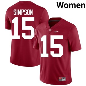 Crimson Tide Crimson Ty Simpson NCAA #15 Women College Football Jersey 143753-924