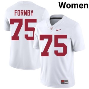 Roll Tide Limited College Football #75 Women's Wilkin Formby White Jerseys 606309-890
