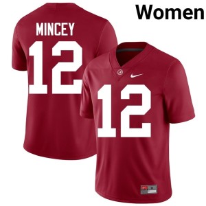 Crimson Tide Women Stitched #12 Crimson College Football Zavier Mincey Jerseys 105578-835
