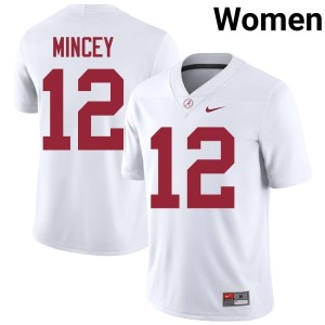 Bama Womens #12 Zavier Mincey College Football White Player Jersey 126367-757