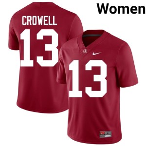 Go Bama EJ Crowell #13 Women's Crimson College Football Stitched Jersey 282112-870