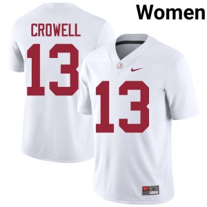 Go Bama Women's White Ezavier Crowell #13 NCAA College Football Jersey 695286-600
