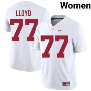 Bama White #77 Replica College Football Jackson Lloyd Women's Jerseys 134639-599