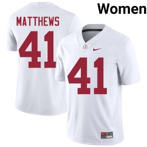 Bama College Football #41 White High School Jamarion Matthews Womens Jerseys 914300-866