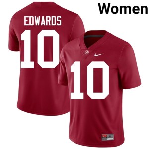 Alabama Crimson Tide Embroidery #10 Crimson Women's Jireh Edwards College Football Jersey 497363-642