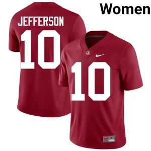 Roll Tide Justin Jefferson Crimson College Football Women #10 Stitched Jersey 358463-992