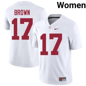 Go Bama Player Trae'shawn Brown College Football #17 White Women's Jerseys 356638-890