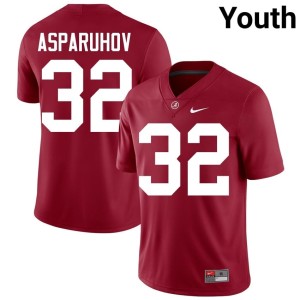 UA Crimson Tide Youth Alex Asparuhov #32 NCAA Crimson College Football Jerseys 818610-800