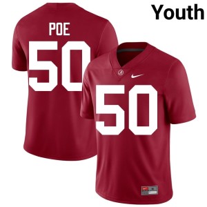 Roll Tide College Football #50 Player Casey Poe Youth Crimson Jerseys 959000-282