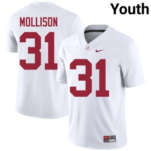 Crimson Tide #31 Cooper Mollison College Football Alumni Youth White Jersey 693257-589