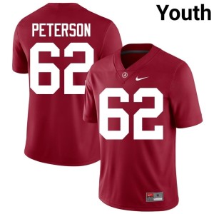 University of Alabama College Football #62 Davis Peterson Youth Replica Crimson Jerseys 683054-820
