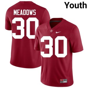 Crimson Tide #30 College Football Youth Derek Meadows Replica Crimson Jerseys 282667-551