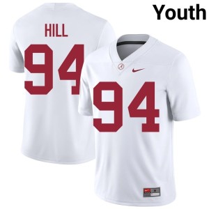 Alabama Crimson Tide Youth College Football Edric Hill #94 University White Jerseys 930733-128