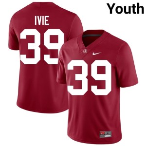 Crimson Tide #39 College Football Youth Crimson Jake Ivie Replica Jerseys 337983-889