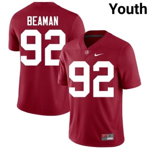 Bama Crimson College Football Youth #92 Limited Jeremiah Beaman Jerseys 713844-545