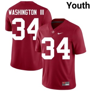 UA Crimson Tide Jessie Washington III Crimson College Football Youth #34 Embroidery Jerseys 389243-367