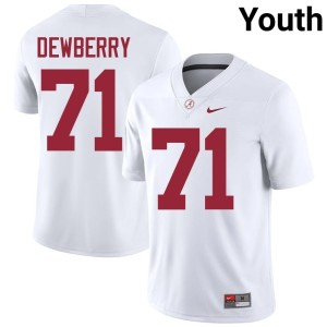 Alabama NCAA Kam Dewberry White #71 Youth College Football Jerseys 654399-454