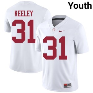 UA Crimson Tide White #31 2026 Youth Keon Keeley College Football Jerseys 413005-189